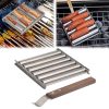Hot Dog Sausage Grill Stainless Steel Wooden Handle BBQ Rack Kitchen Tools
