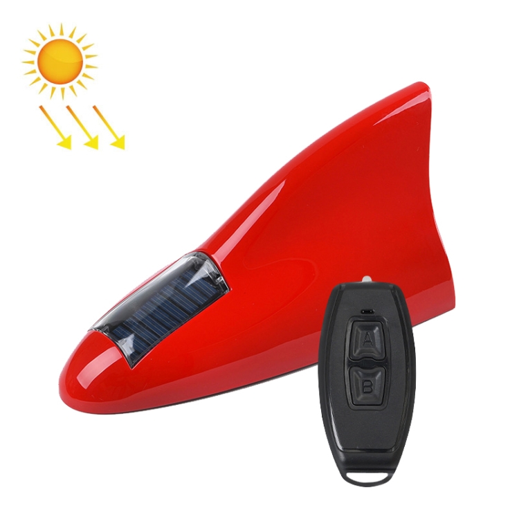 Solar Remote Control Signal Radio Shark Fin Antenna Anti-Tailgating Roof Warning Light