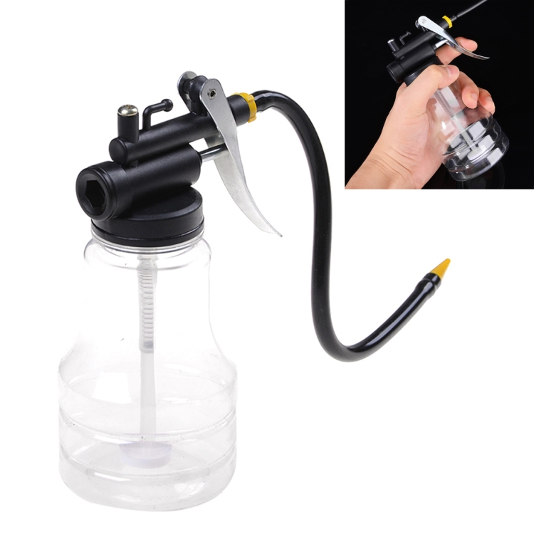250cc Transparent High Pressure Pump Oiler Lubrication Oil Can Plastic Machine Oiler Grease 245mm Length flex Gun
