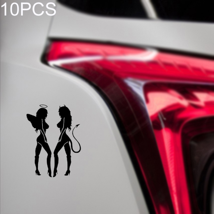 10 PCS QYPF ANGEL DEVIL Sexy Girl Car Sticker Car Styling Decal, Size: 18x14cm