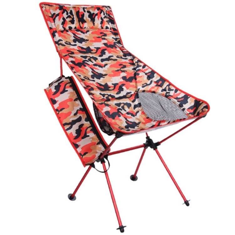 Outdoor Portable Camouflage Folding Camping Chair Light Fishing Beach Chair Aviation Aluminum Alloy Backrest Recliner