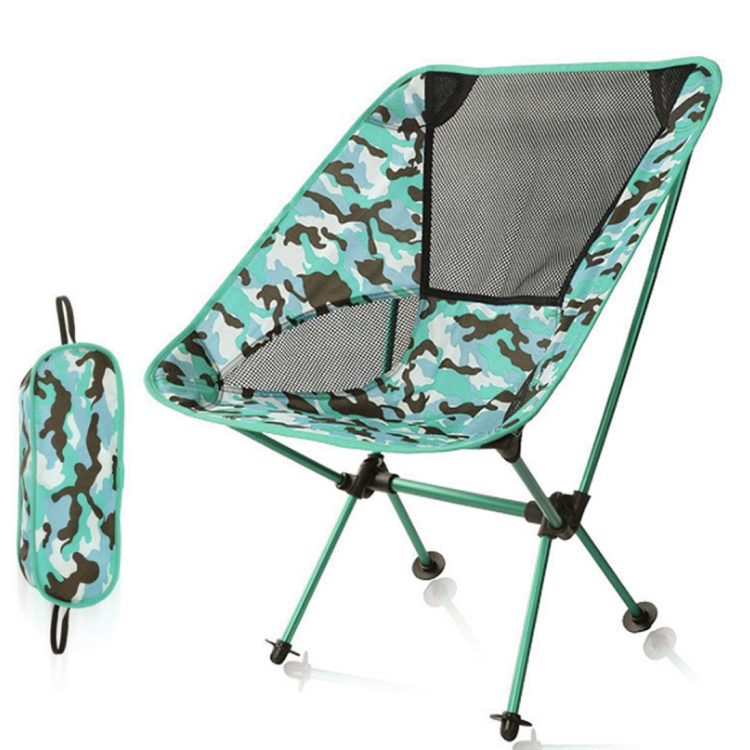 Outdoor Camouflage Portable Folding Camping Chair Light Fishing Beach Chair Aviation Aluminum Alloy Backrest Recliner