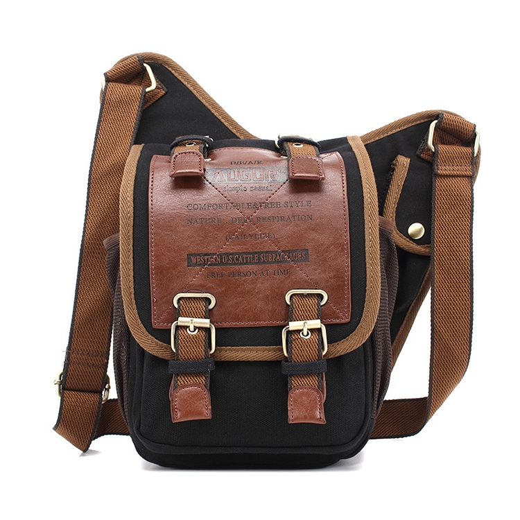 AUGUR 2136 Men Multi-function Retro Canvas Knight Bag Shoulder Messenger Crossby Bag