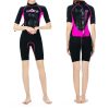 SLINX 1104 3mm Neoprene Super Elastic Wear-resistant Warm U-splicing Wet Short-sleeved One-piece Wetsuit for Women