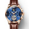OLEVS 9912 Hollow Flywheel Week Calendar Dial Luminous Mechanical Watch for Men