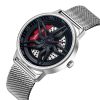 SANDA 1062 360 Degree Hollow Spinning Dial Mesh Strap Quartz Watch for Men