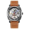 SKMEI 9271 Stainless Steel Buckle Leather Strap Waterproof Mechanical Watch