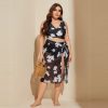3 in 1 Set Sexy Plus Size Print Bikini Ladies Split Swimsuit