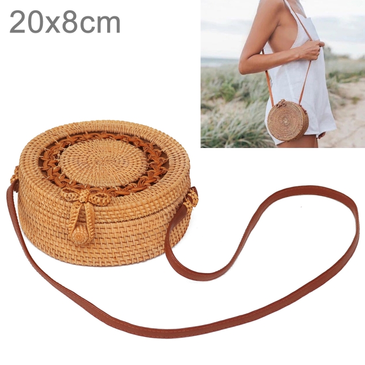 Autumn Rattan Handmade Rattan Bag  Vintage Art Beach Ladies Diagonal Bag, Size:20x20x8cm