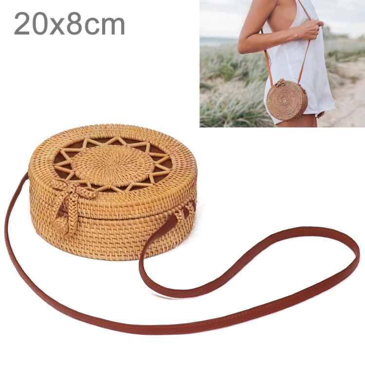 Autumn Rattan Handmade Rattan Bag  Vintage Art Beach Ladies Diagonal Bag, Size:20x20x8cm