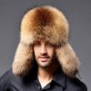 Winter New Style Fox Hair LeiFeng Men Hats, Thick Warm Middle and Old People Ear Protection Winter Fur Hat