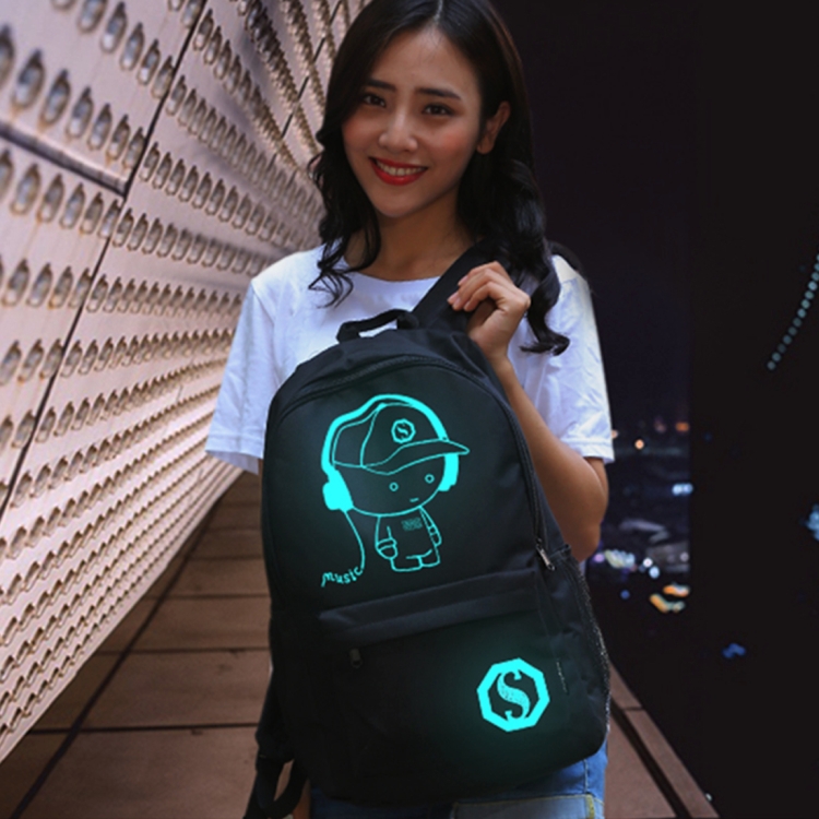 Multi-Function Large Capacity Oxford Cloth Luminous Backpack Casual Laptop Computer Bag with External USB Charging Interface for Men / Women / Student, M, Size: 43*26*12cm