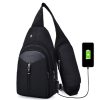 Portable Backpack Casual Outdoor Unisex Shoulder Bags Triangle Design Crossbody Bags Outdoor Sports Riding Shoulder Bag with External USB Charging Interface and Headphone Plug