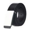 Dandali TT26 Men Fashion Silver Flat Buckle Leather Belt Waistband, Length: 115cm