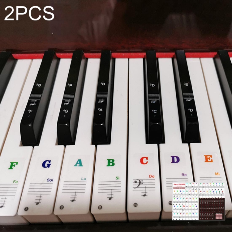 2 PCS 88 / 61 / 54 / 49 Keys Piano Electronic Organ Keyboard Hand Roll Piano Notation Musical Scale Transparent Sticker