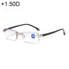 Rimless Anti Blue-ray Blue Film Lenses Presbyopic Glasses, +1.50D