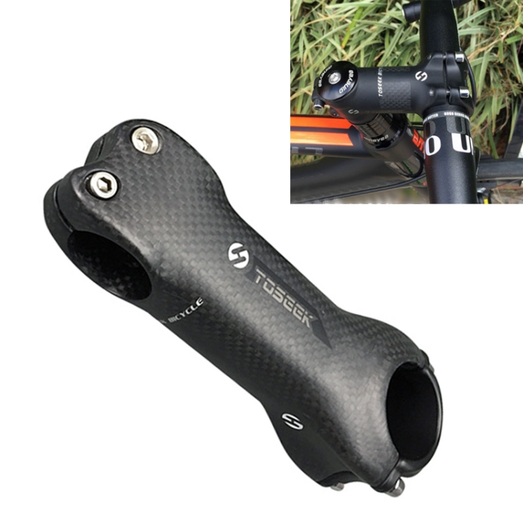 TOSEEK All Carbon Fiber 3KUD Texture Road Mountain Bike Ultra-light Handlebar Stem Riser Faucet, Size: 6 Degree, 100mm (Matte)