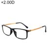 Black Frame Spring Hinge Anti Fatigue & Blue-ray Presbyopic Glasses, +2.00D