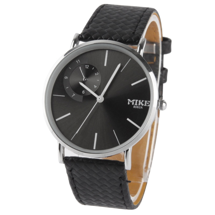 Black Dial Women Quartz Leather Watch / Couple Watch