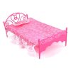 Mini Beautiful Plastic Bed Bedroom Furniture for Dolls Dollhouse Random Color Delivery