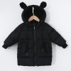 Winter Children Mid-length Thick Warm Down Jacket Cartoon Animal Ear Shape Hooded Cotton Jacket