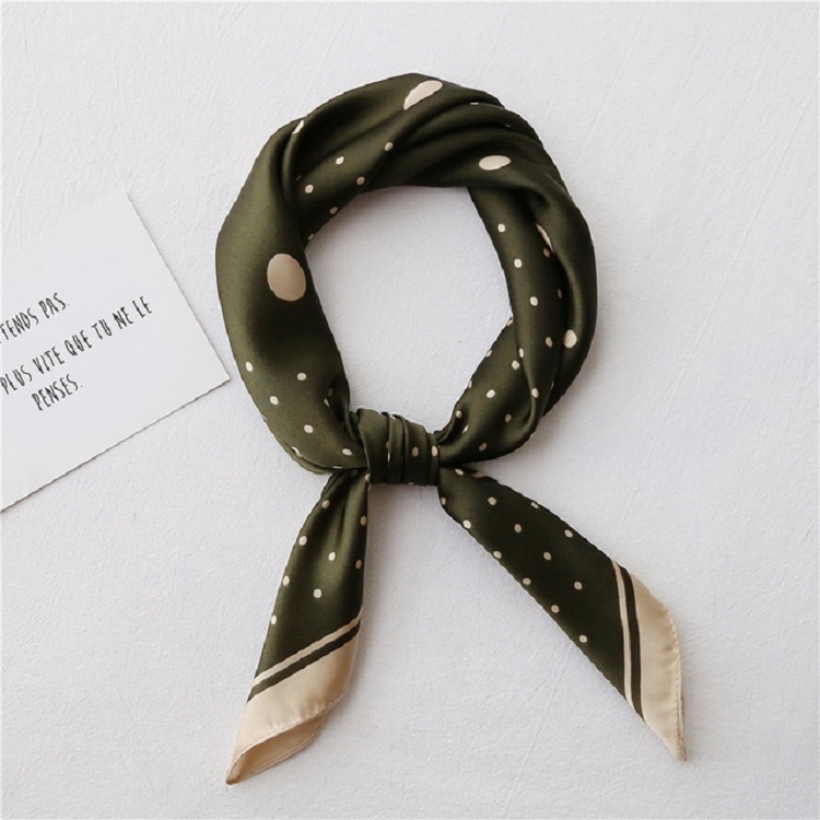 Summer Women Silk Dot Print Professional Square Scarf Small Scarf