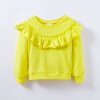 Spring and Autumn Girls Cotton Long-sleeved Ruffled Sweatshirt