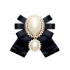 Women Pearl Bow-knot Bow Tie Cloth Brooch Clothing Accessories