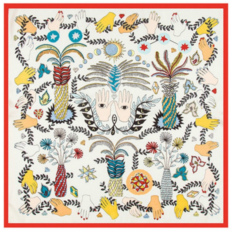 Palm Jungle Eye Pattern Ladies Simulation Silk Small Square Scarf