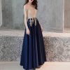 Summer Banquet Dignified Atmosphere Long Navy Blue Annual Meeting Host Dress