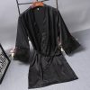 Robes Elegant Sleepwear Sexy Lace Women Dressing Kimono Silk Bath Robe