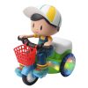 Electric Universal Stunt Tricycle Rotating Cartoon Toy Car with Light Music, Random Color Delivery