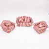 1:12 Mini Doll House Furniture Decoration Striped Sofa Model Set