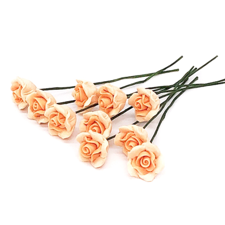 10 PCS 1:12 Mini House Toy Simulation Yellow Rose Flowers Model