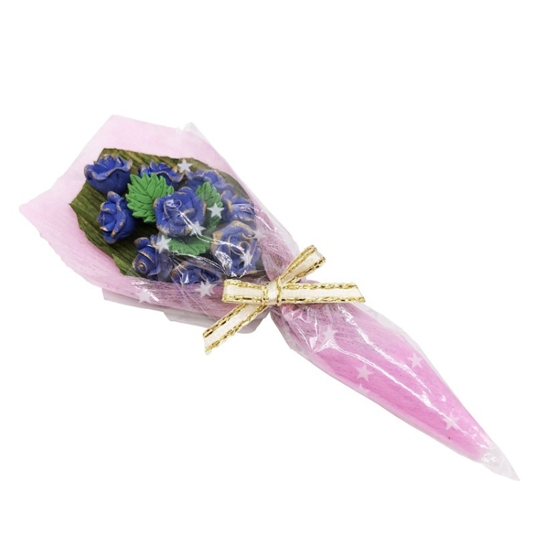 2 PCS 1:12 Mini House Toy Simulation Rose Bouquet Flower Scene Accessories