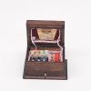 1:12 Mini House Toy Simulation Classical Solid Wood Chinese Retro Sewing Box