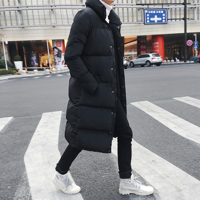 Mens Long Down Jacket Coat Winter Parkas Thick Warm Slim Fit Male Overcoat