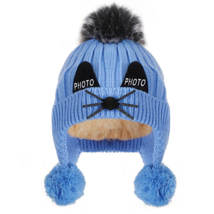 Autumn and Winter Children Cartoon Cat Ear Shape Knitted Warm Wool Hat