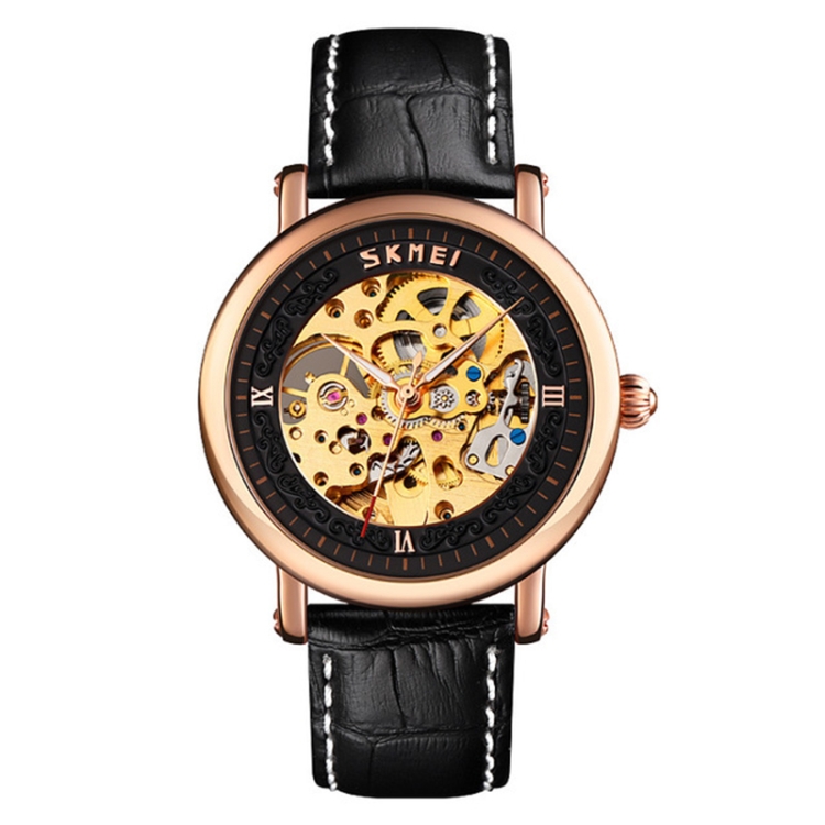 SKMEI 9229 Men Automatic Skeleton Mechanical Watch Thorough Bottom Student Watch