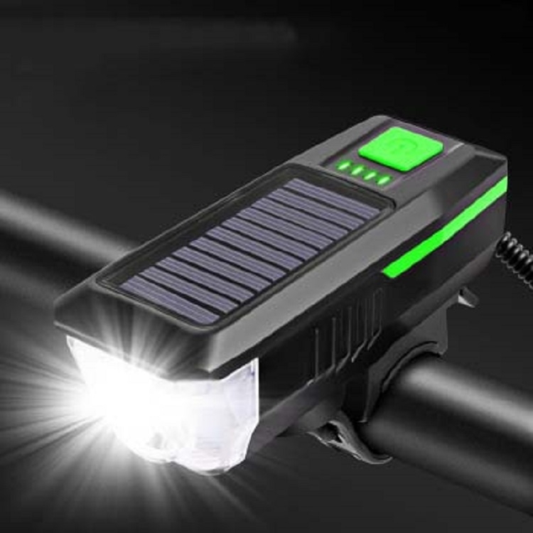 Bicycle Solar Headlight Horn Light Night Riding USB Charging Headlight Bicycle Glare Flashlight Equipment
