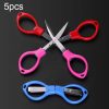 5 PCS Fishing Special Scissors Foldable Stainless Steel Fishing Tackle, Style:Plastic Handle, Color:Color Random Delivery