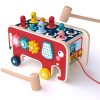 Baby Percussion Wooden Elephant Drag Cart Hitting Hamster Children Educational Toys