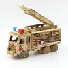 Simulation Fire Rescue Truck Creative Home Model Wooden Ornaments。