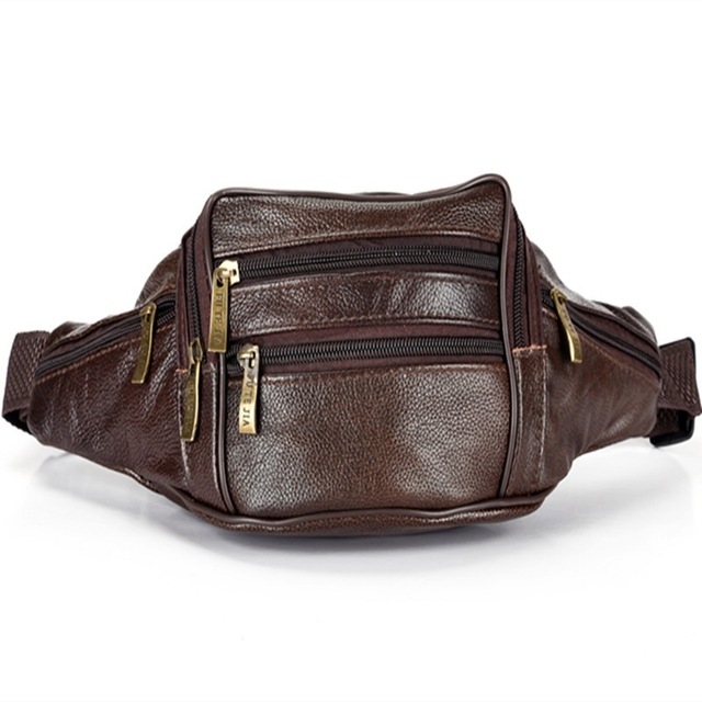 Fashion Men Genuine Leather Waist Bags Travel Necessity Organizer Mobile Phone Bag
