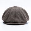 14128 Stripe Snap Design Beret Autumn And Winter Retro Wild Octagonal Hat
