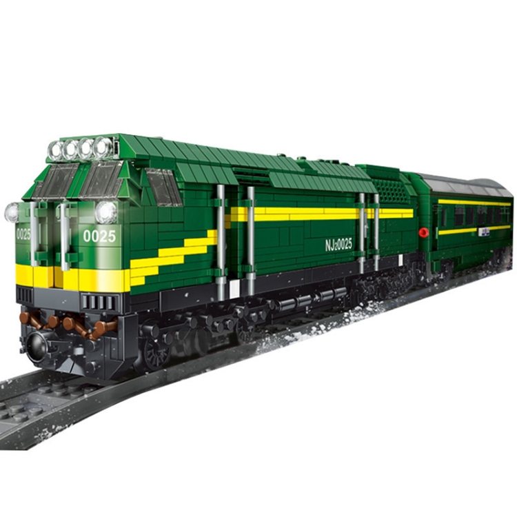NJ2 Internal Combustion Locomotive Remote Control Green Train Puzzle Assembled Building Block Children Toy Model