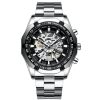FNGEEN A001 Men Fashion Steel Band Hollow Watch Automatic Mechanical Watch