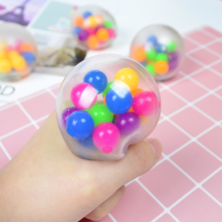 6 PCS 6 Cm Color Beads TPR Vent Ball Decompression Toy