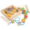 Monki Children Wooden Fruits Beads Building Blocks Wearing Rope Game Puzzle Toys