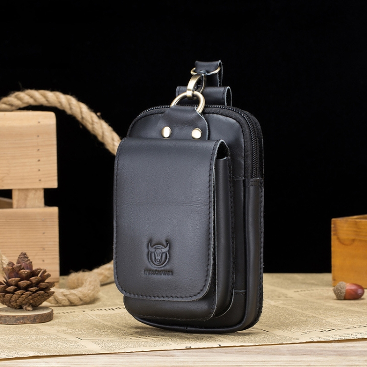 BULL CAPTAIN 028 Multi-Function Cattle Leather Waist Bag Magnetic Buckle Mobile Phone Belt Bag